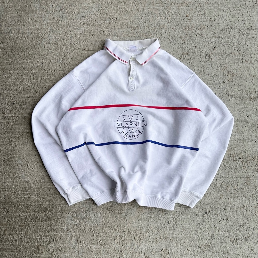 Vuarnet White Sweater with Red and Blue Accents